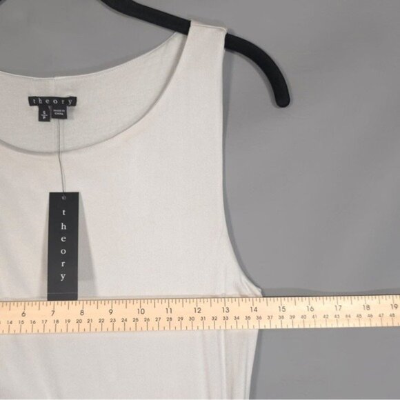 NWT THEORY Women’s SILK Blend ADITIAN Dress HOROSCOPE ICY Draped Tank SMALL - Picture 4 of 9